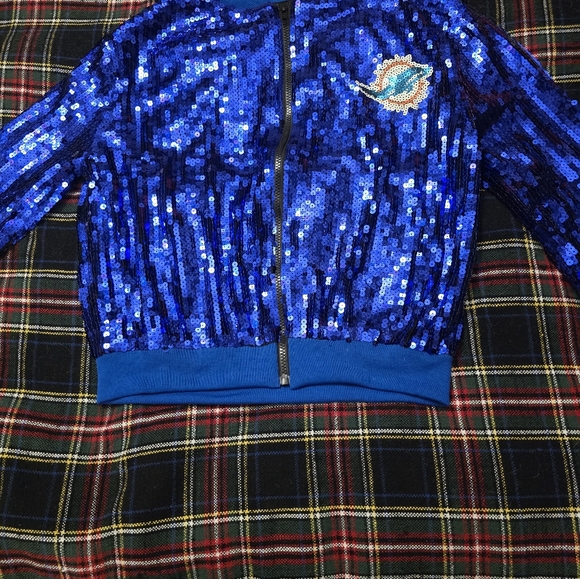 NWOT miami dolphins sequins jacket - Picture 2 of 2